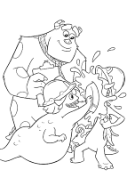 Een kleurplaat van  monsters inc